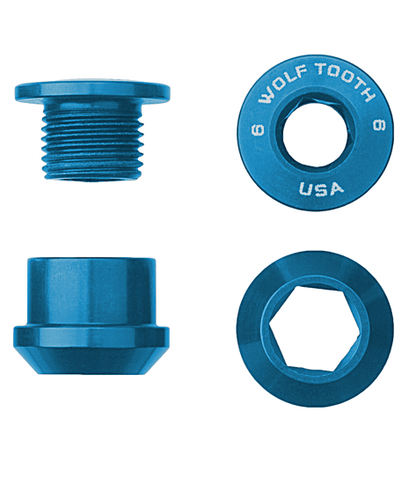 Aluminum / Blue Single Chainring Bolt + Nut for 1X