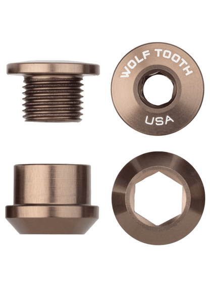 Aluminum / Espresso Single Chainring Bolt + Nut for 1X