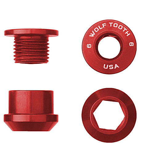 Aluminum / Red Single Chainring Bolt + Nut for 1X