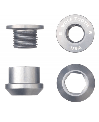 Aluminum / Raw Silver Single Chainring Bolt + Nut for 1X