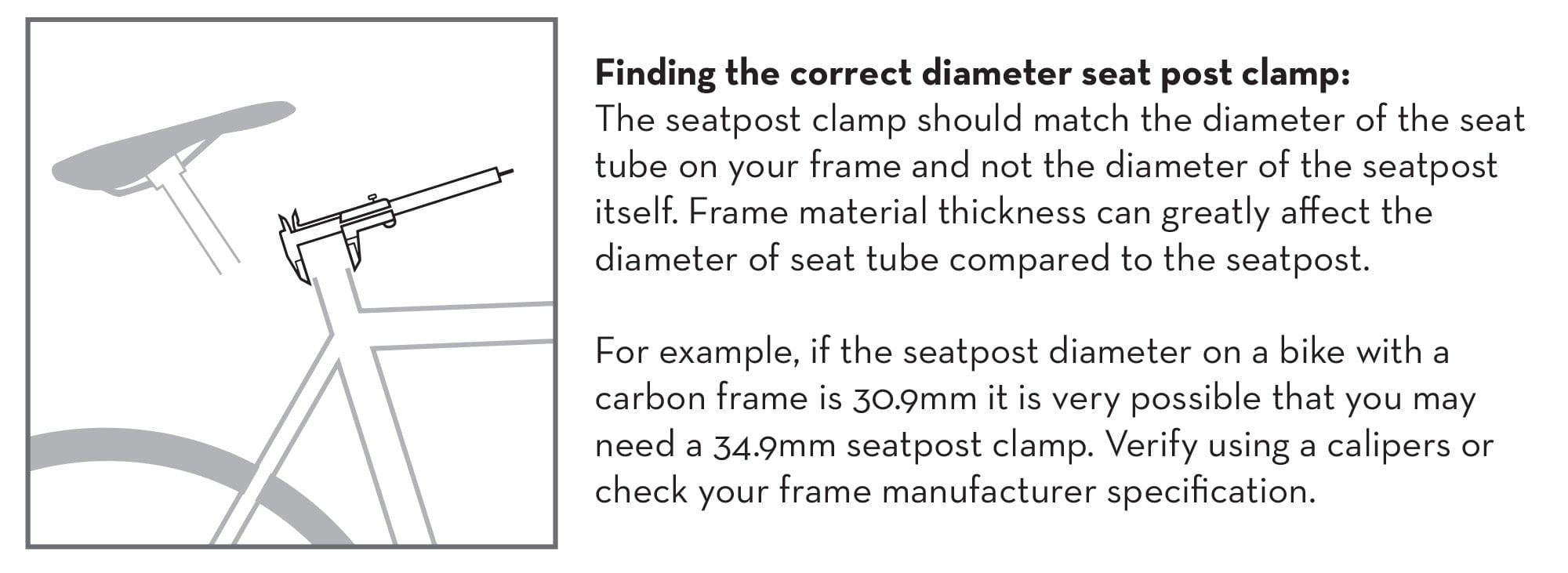 Instructions on how to find the correct diameter for installing a seatpost clamp.