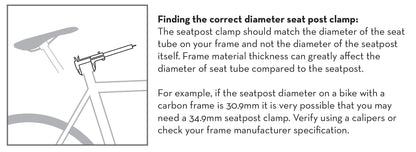 Instructions on how to find the correct diameter for installing a seatpost clamp.