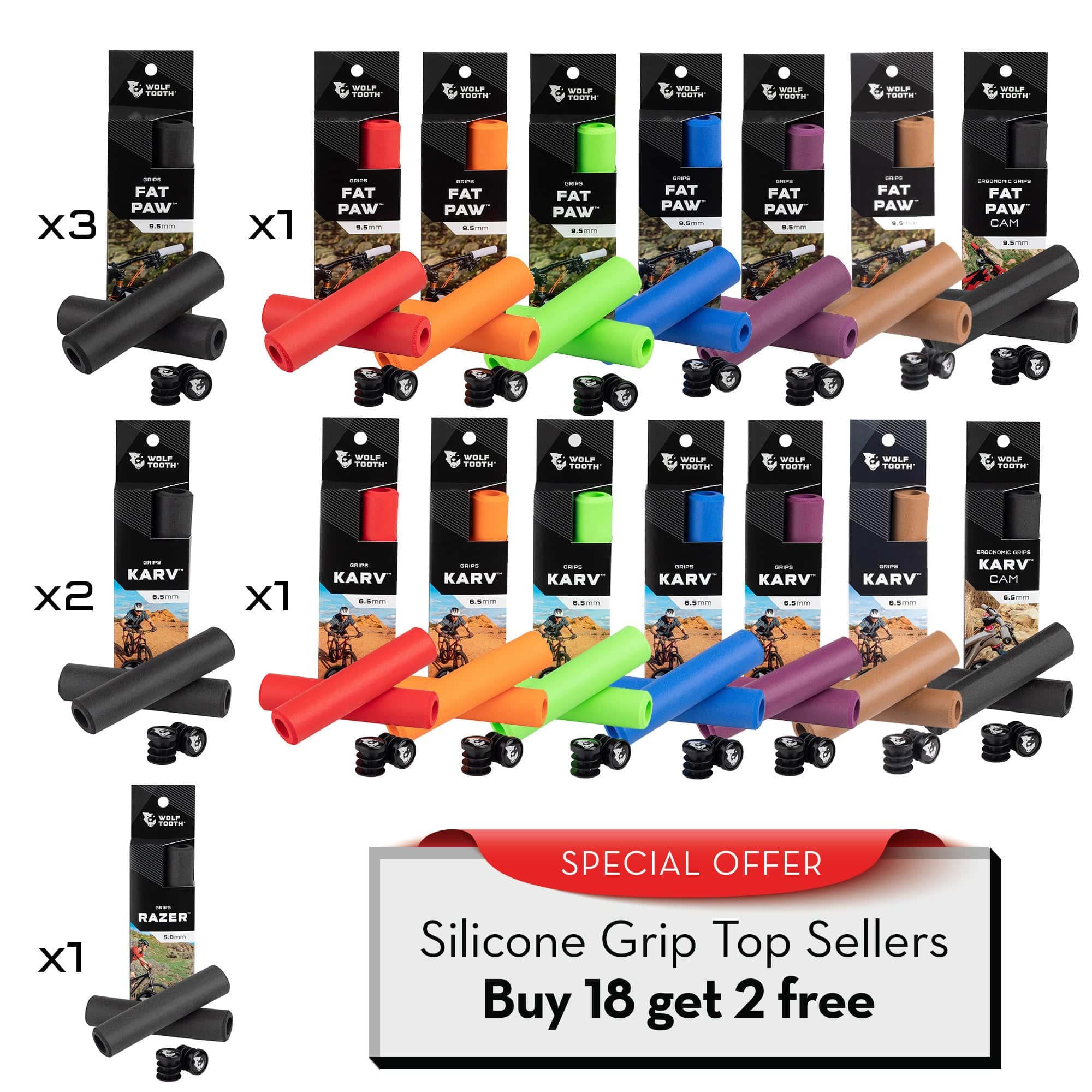 Silicone Grip Top Seller Bundle - Buy 18 sets and get 2 set for Free