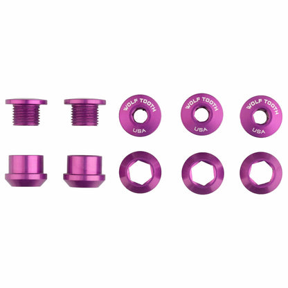 Aluminum / Ultraviolet Purple Set of 5 Chainring Bolts+Nuts for 1X