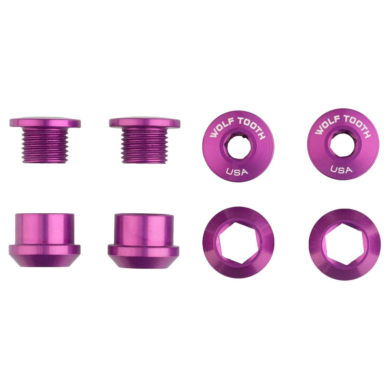 Aluminum / Ultraviolet Purple Set of 4 Chainring Bolts+Nuts for 1X