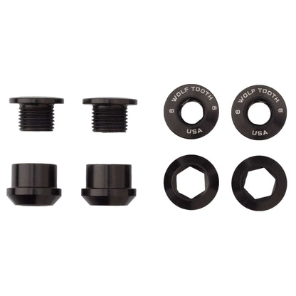 Aluminum / Black Set of 4 Chainring Bolts+Nuts for 1X