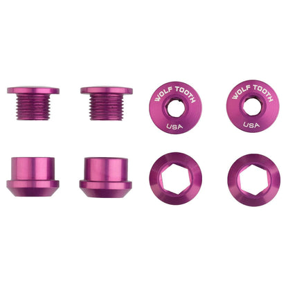 Aluminum / Purple Set of 4 Chainring Bolts+Nuts for 1X