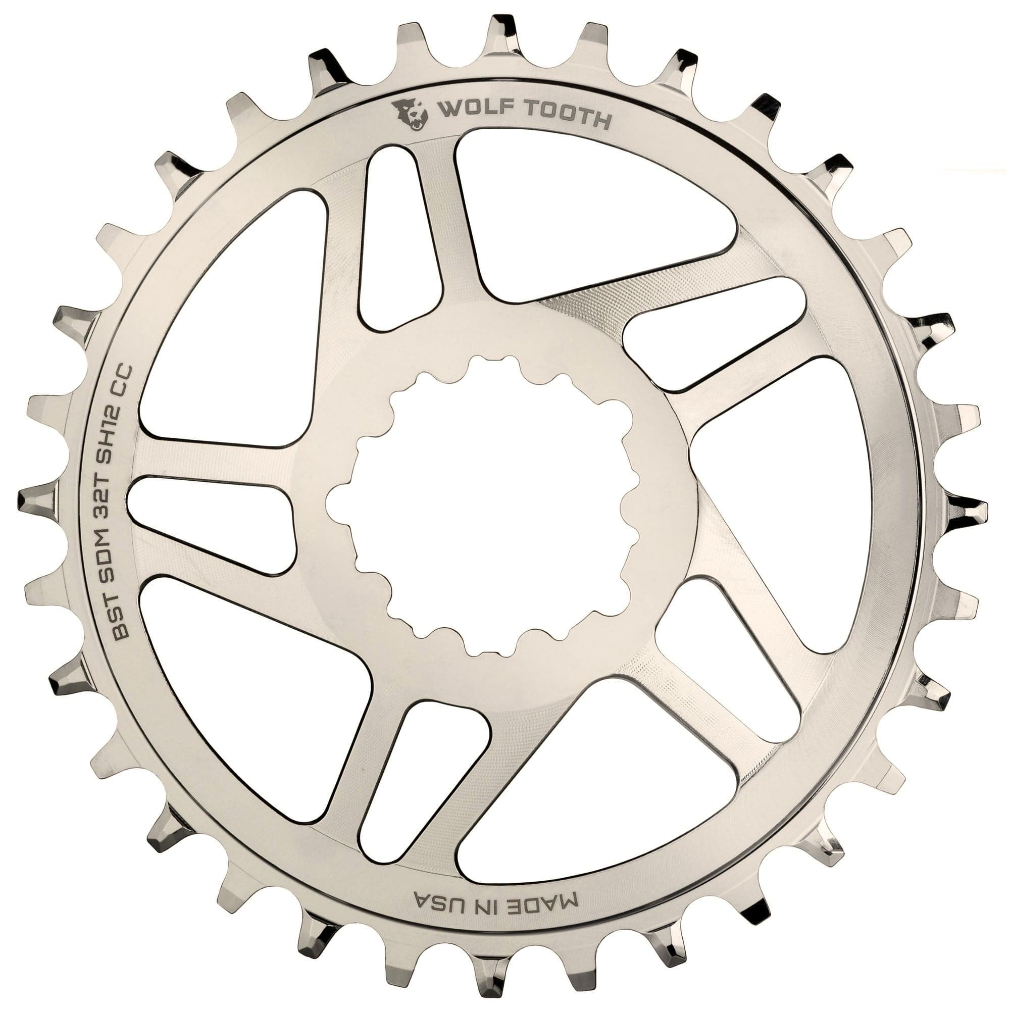 Nickel / Boost / 32T Direct Mount Chainrings for Cane Creek and SRAM Cranks for Shimano 12spd Hyperglide+ Chain